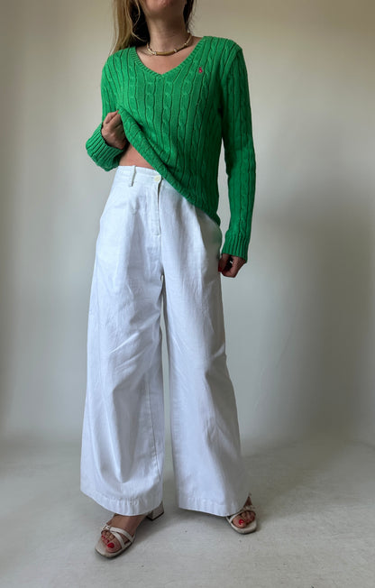 RALPH LAUREN green cable-knit sweater