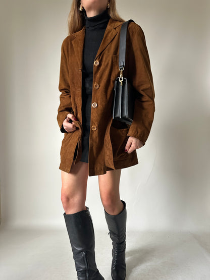 Suede petite jacket with belt