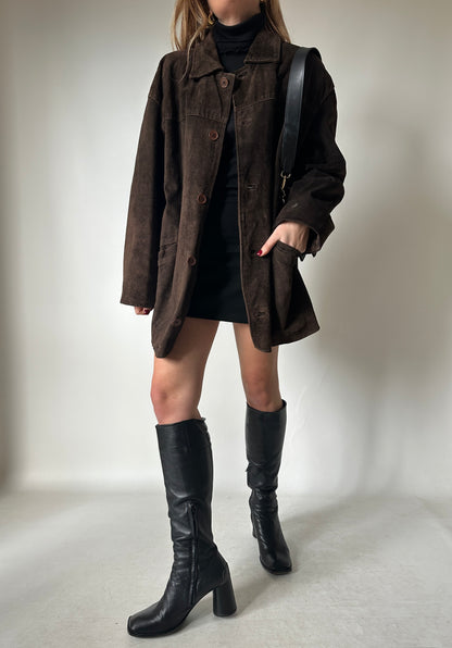 Dark chocolate real suede jacket