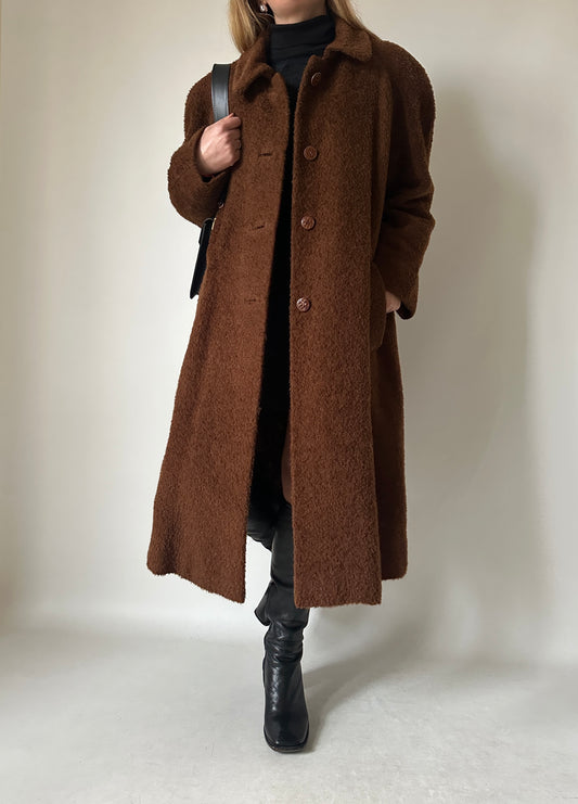Chocolate teddy wool coat