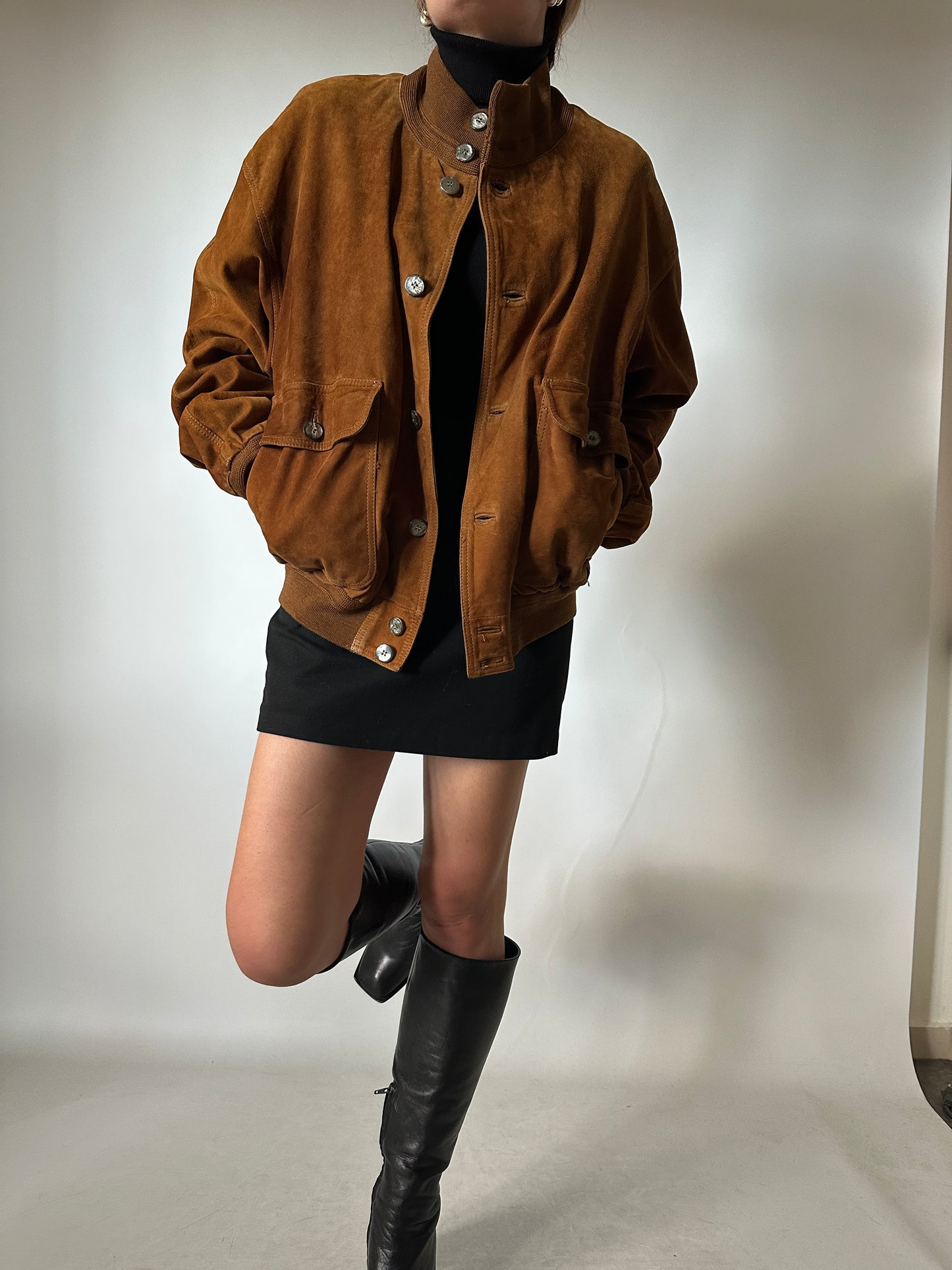 Petite suede bomber