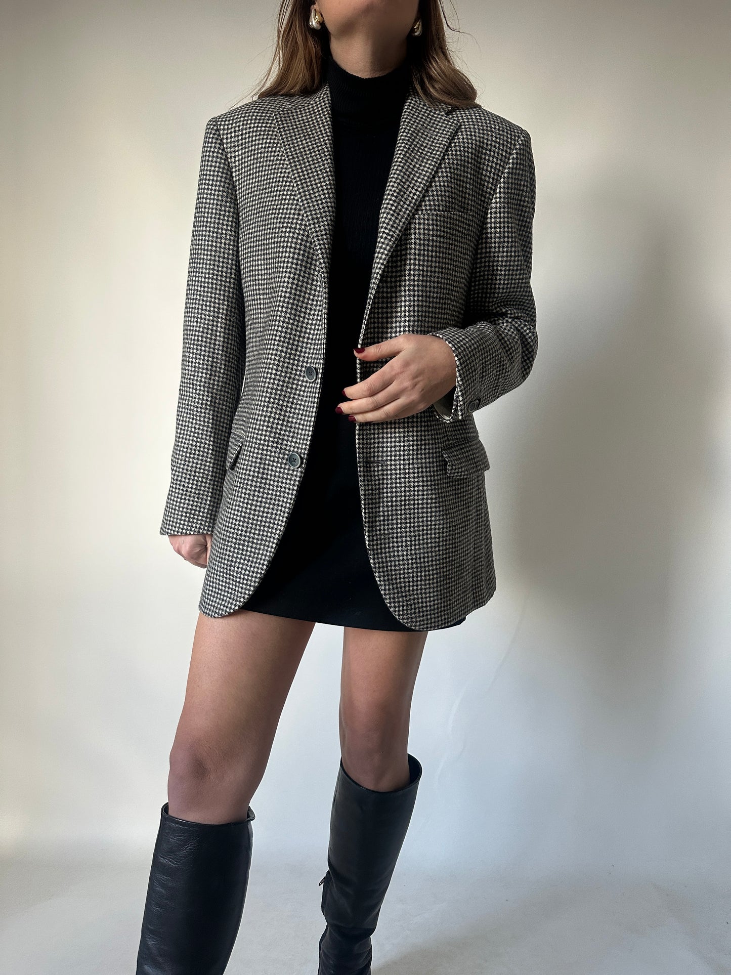 Pied de poule wool blazer
