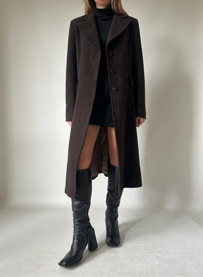 Cappotto haute couture in lana cioccolato