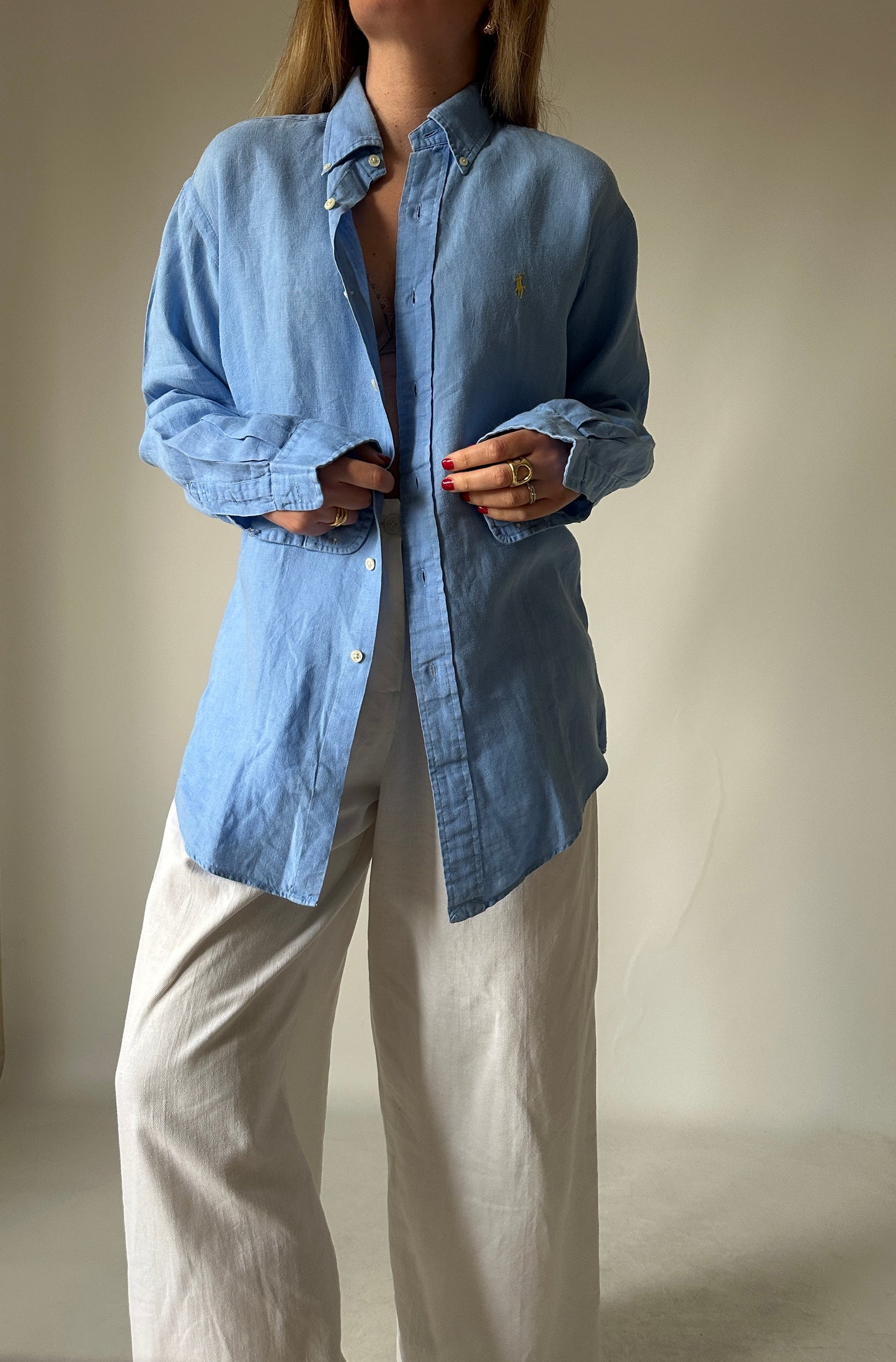 RALPH LAUREN blue linen shirt