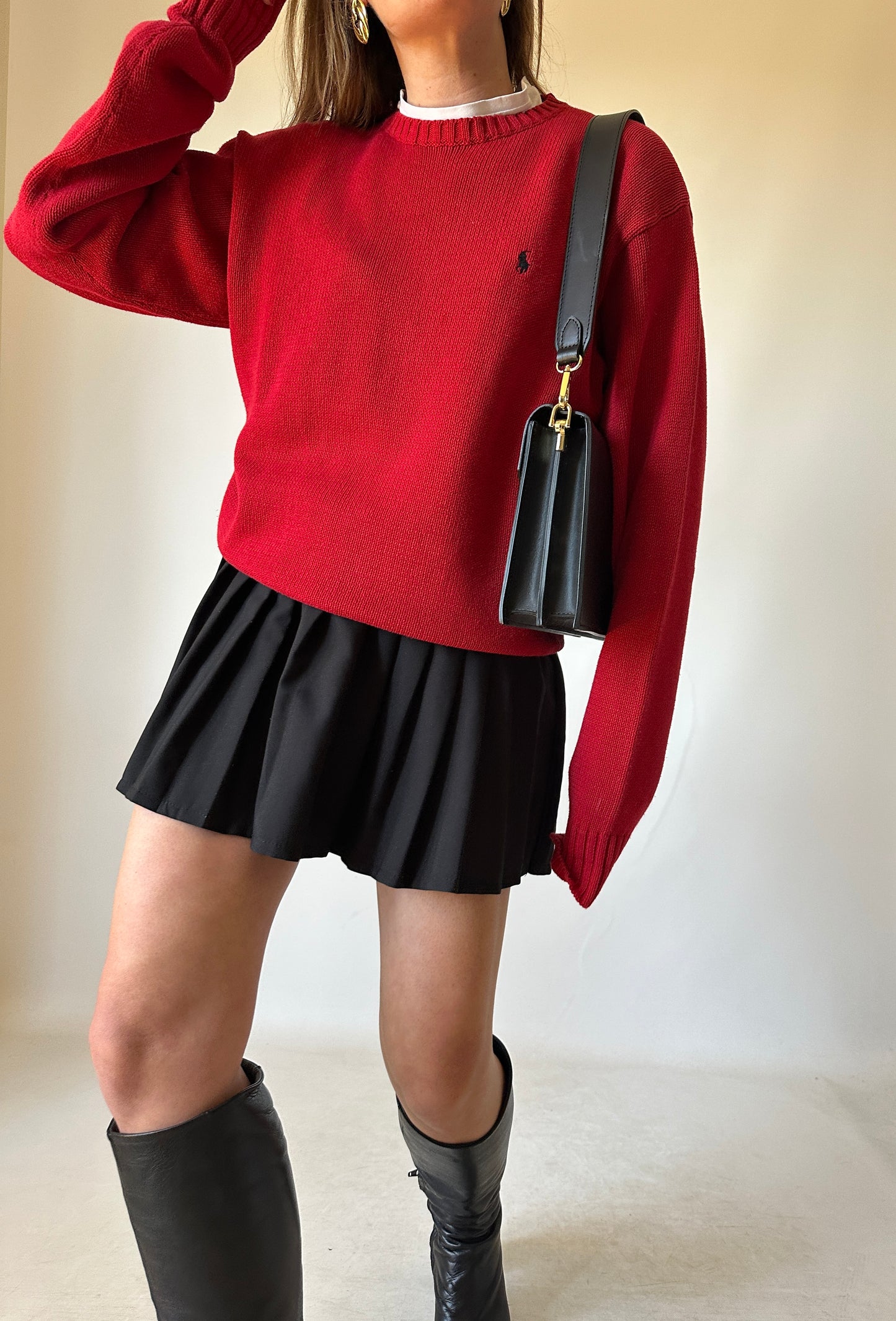 RALPH LAUREN red cotton sweater