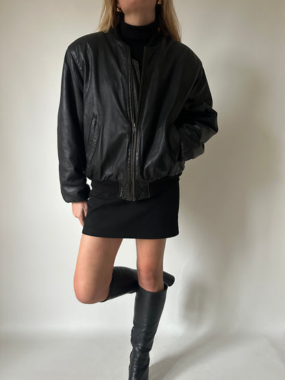 Bomber petite in pelle imbottito