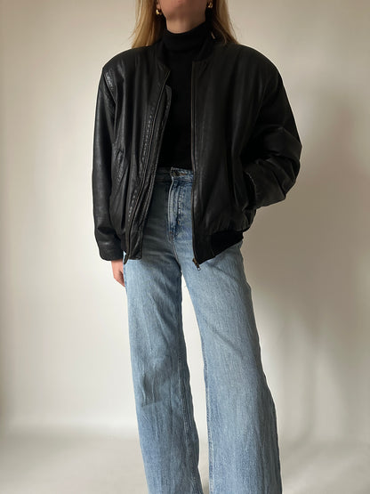 Bomber petite in pelle imbottito