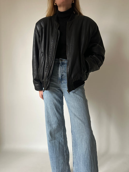 Bomber petite in pelle imbottito