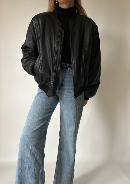 Bomber petite in pelle imbottito