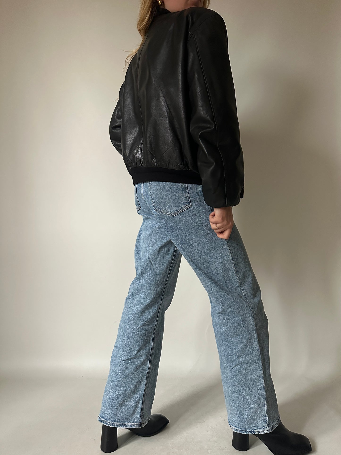 Bomber petite in pelle imbottito
