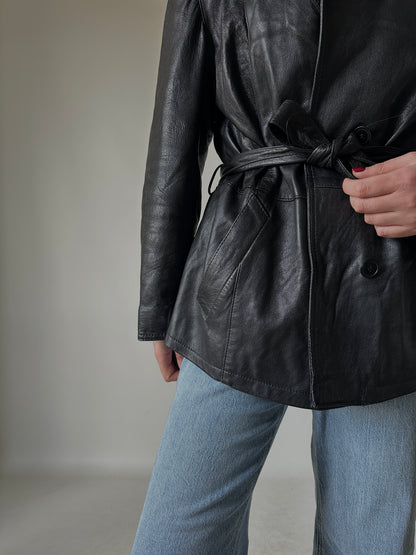 Chic leather jacket with belt