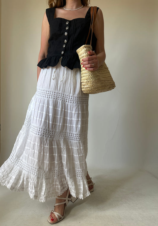 Unique embroidered white skirt