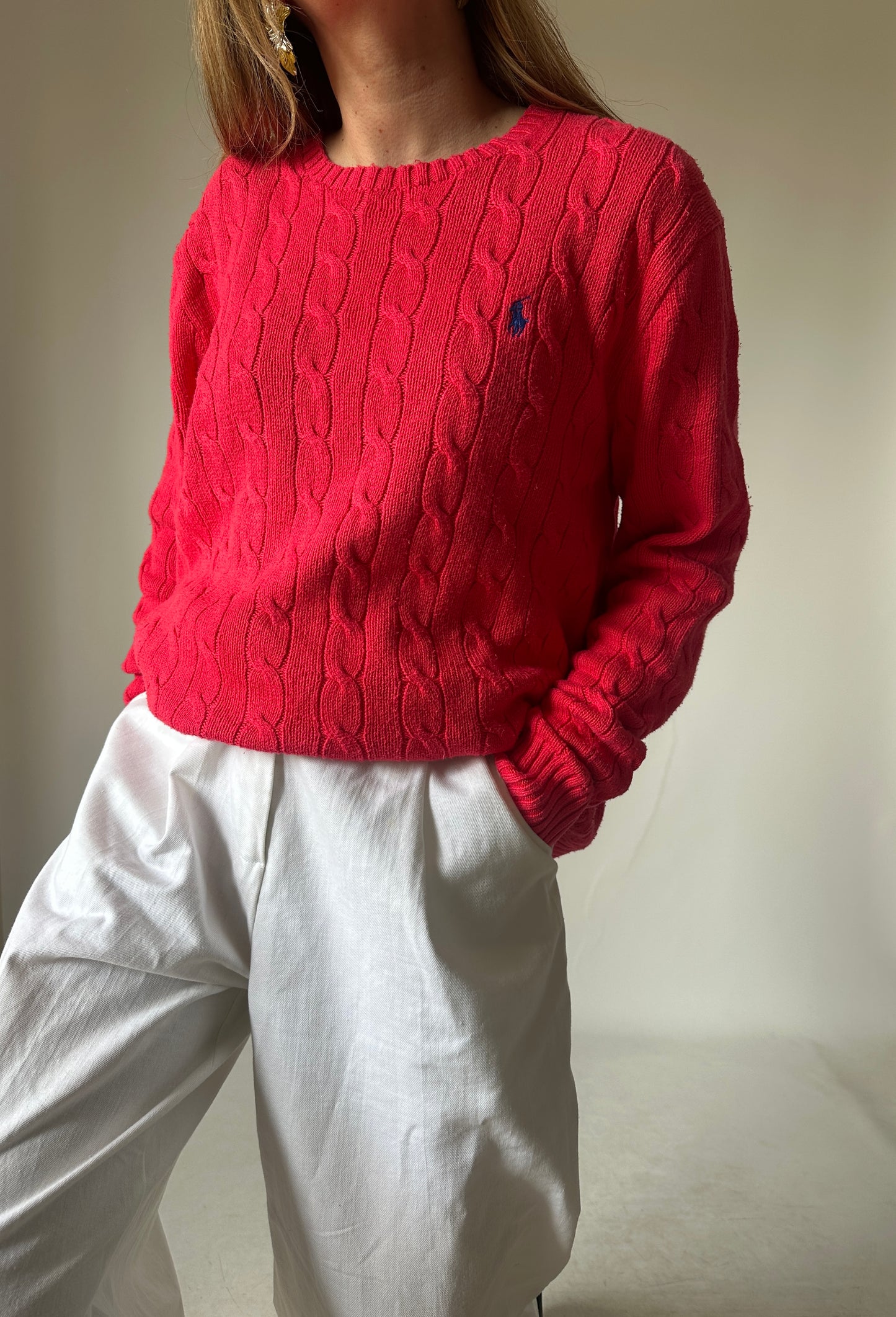 RALPH LAUREN strawberry cable-knit sweater