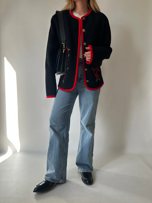 Giacchetta tirolese in pura lana ricamata