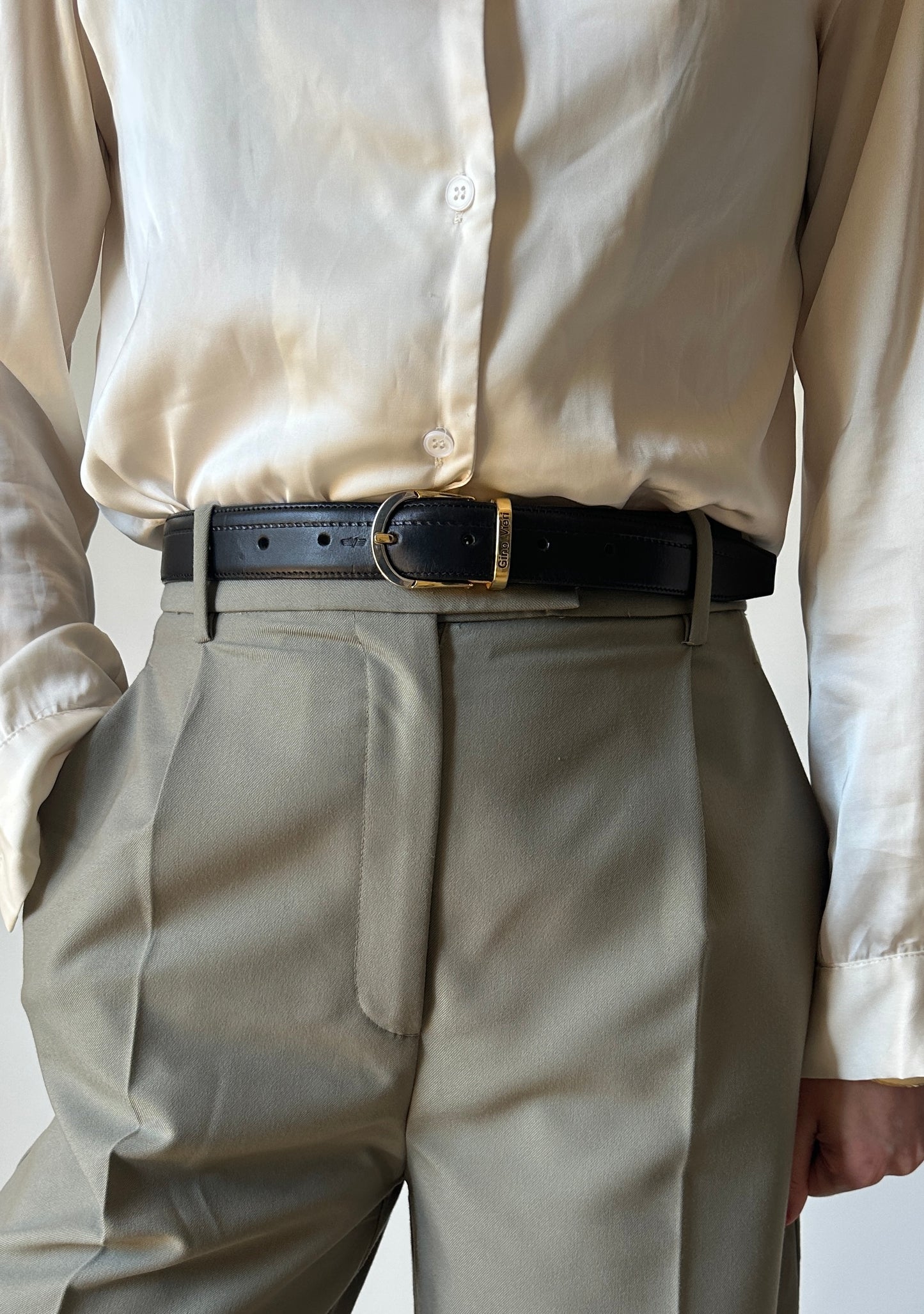 Vintage GINO VIERI black leather belt