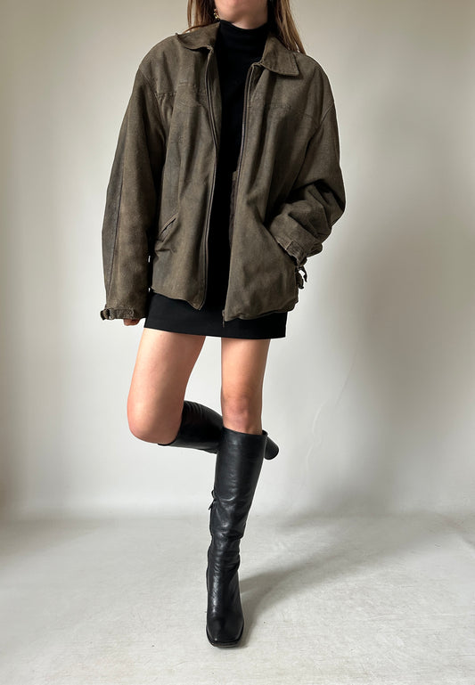 Giacca in pelle verdone