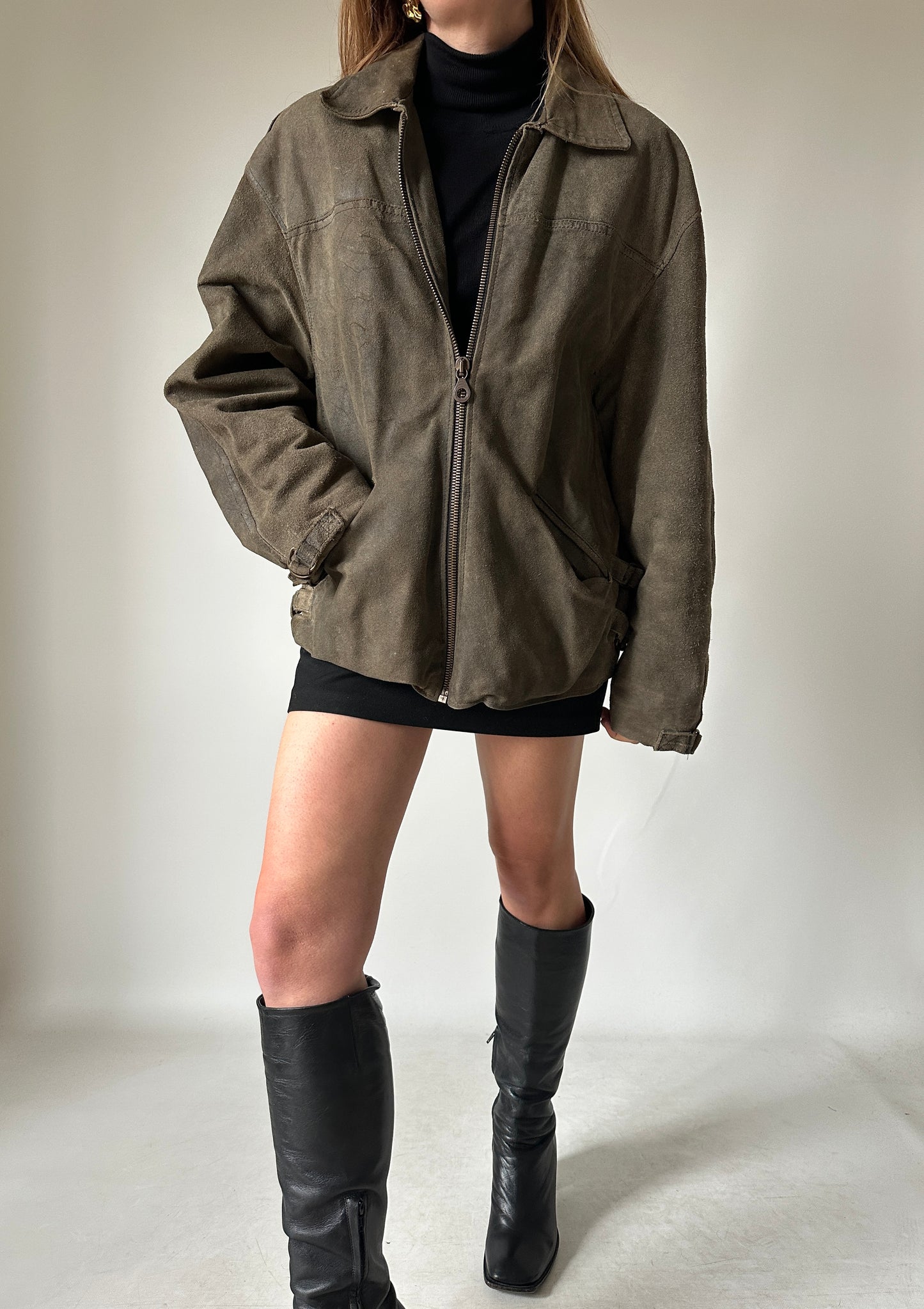 Giacca in pelle verdone