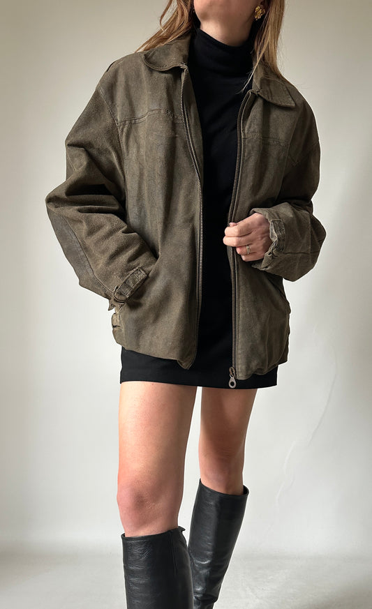 Giacca in pelle verdone