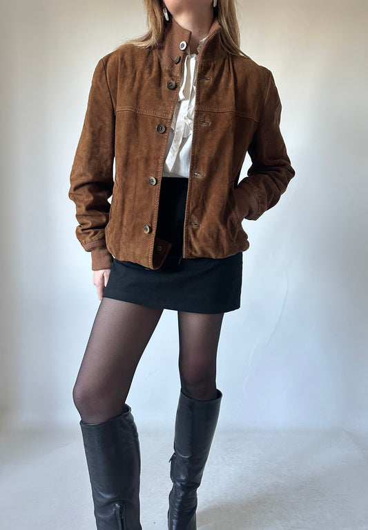 Petite suede bomber