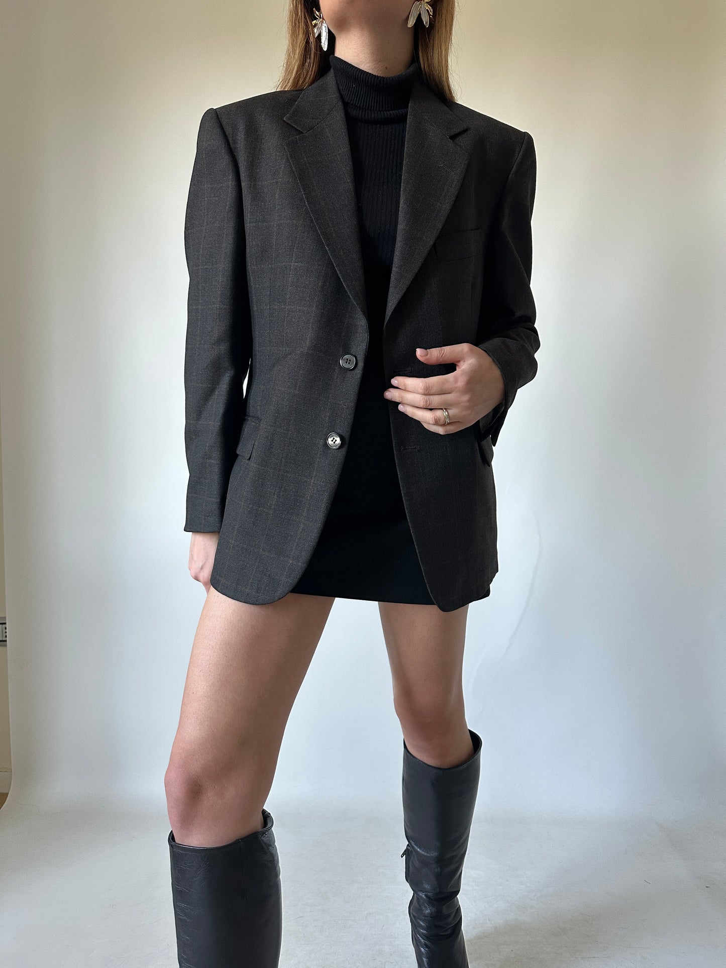Minimal brown slim blazer