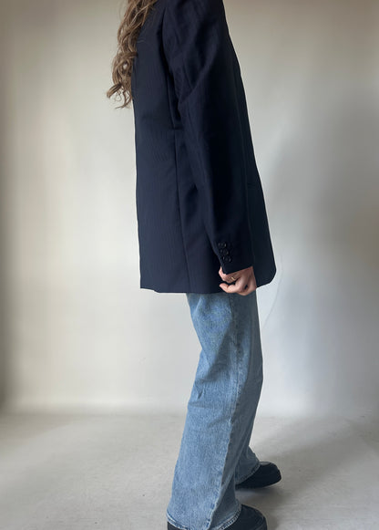Minimal navy pinstriped blazer