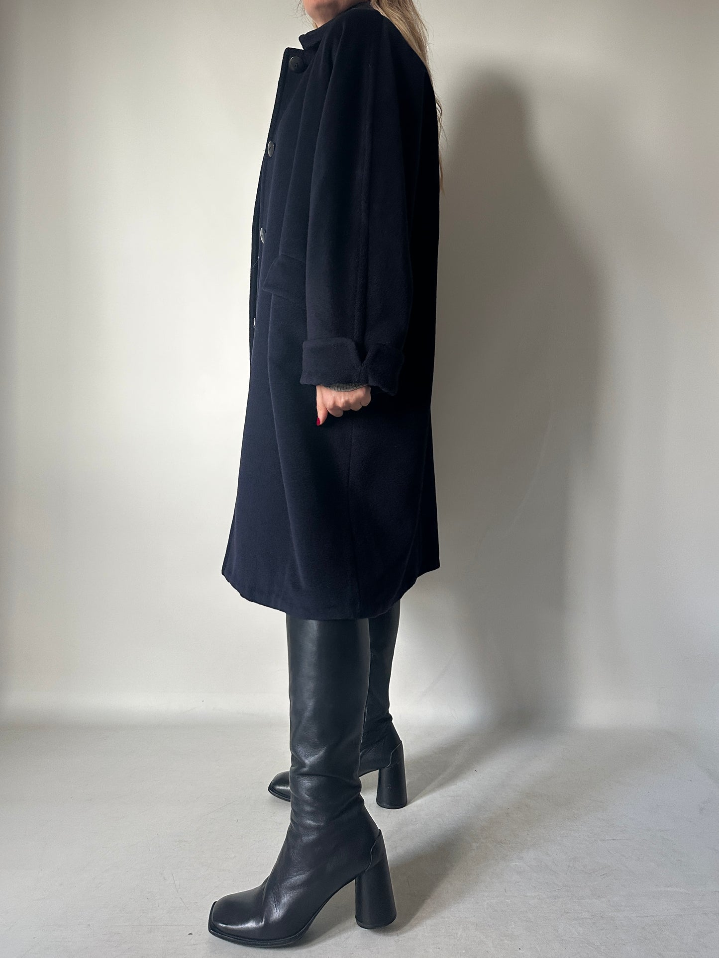 Luxury wool navy coat