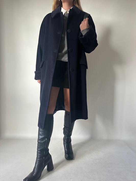 Luxury wool navy coat