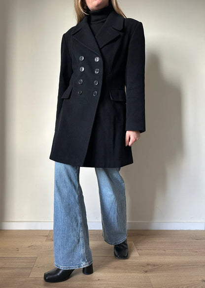 Chic cappotto nero doppiopetto