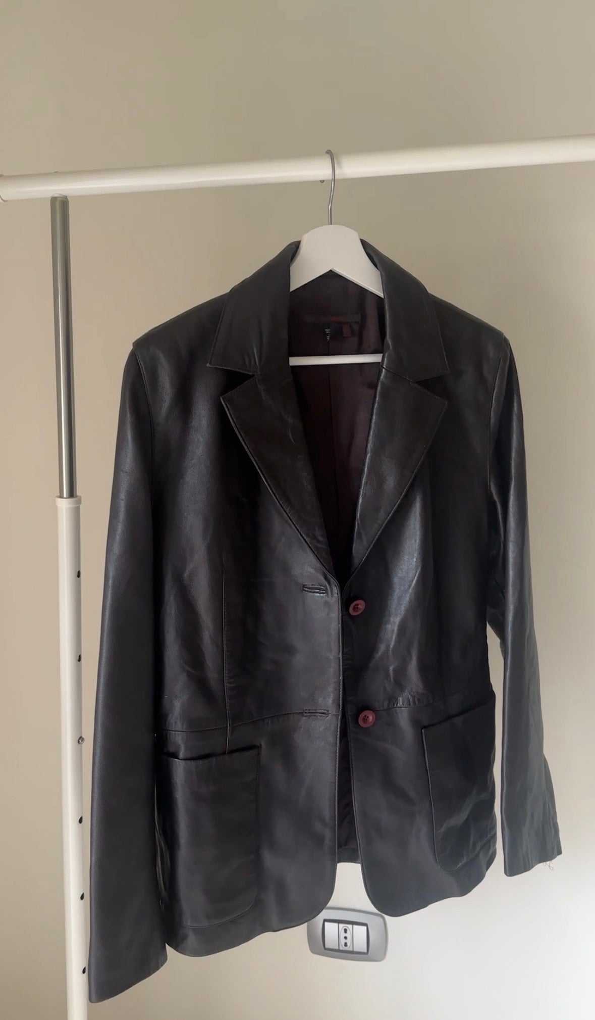 Nappa chocolate leather blazer