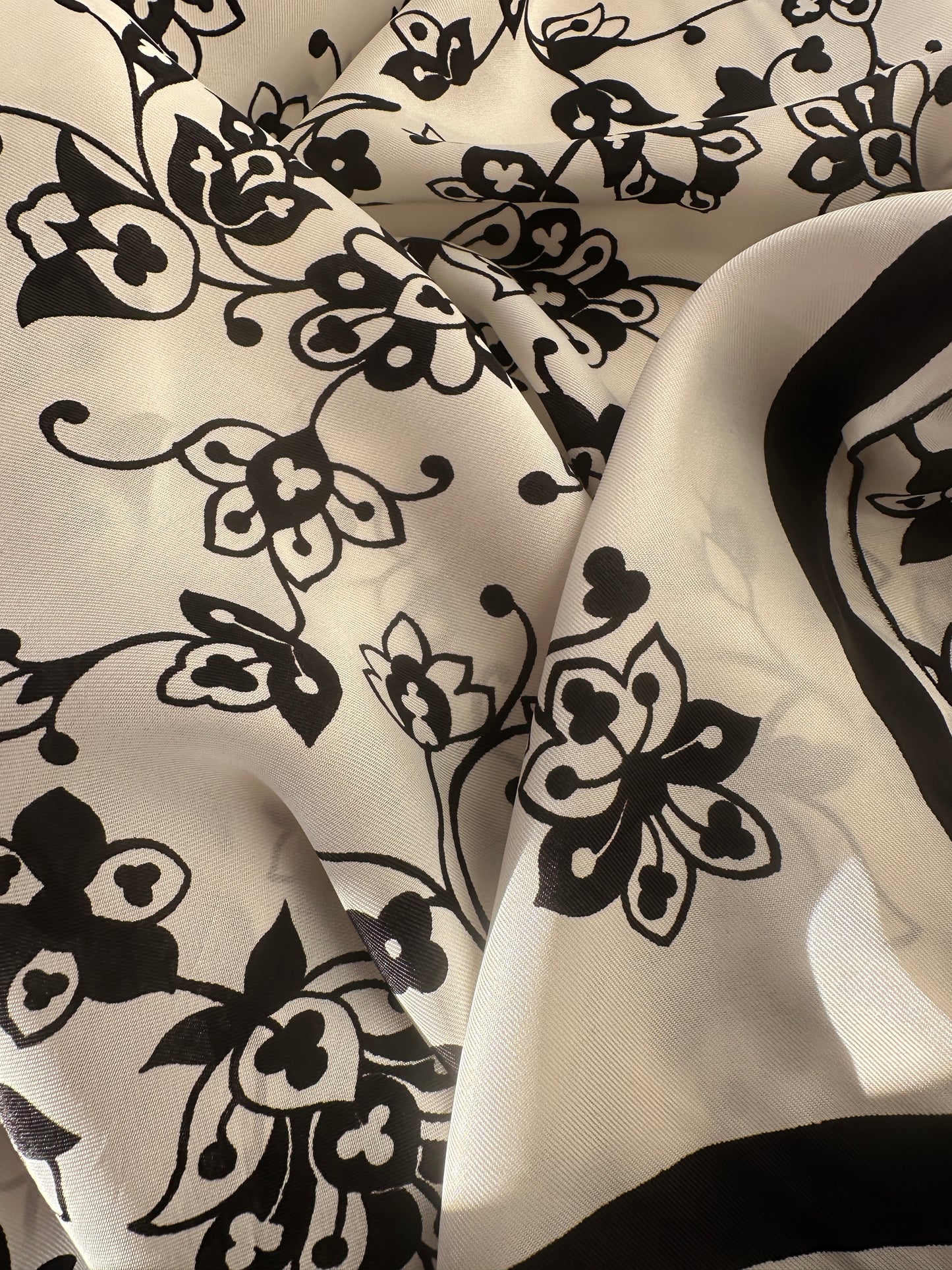 Black and white floral scarf