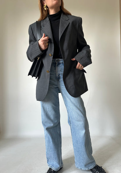 Blazer gessato in fresco lana