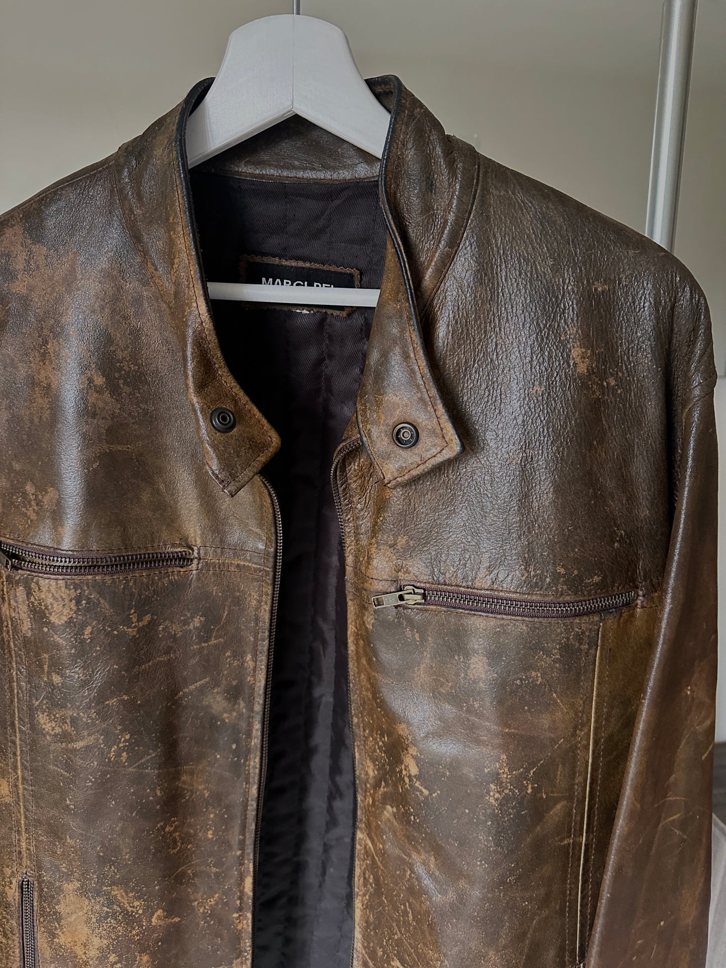 Dreamy distressed rusted leather biker