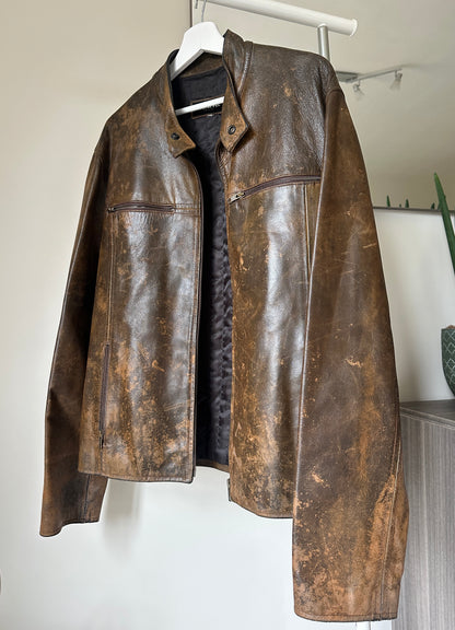 Dreamy distressed rusted leather biker