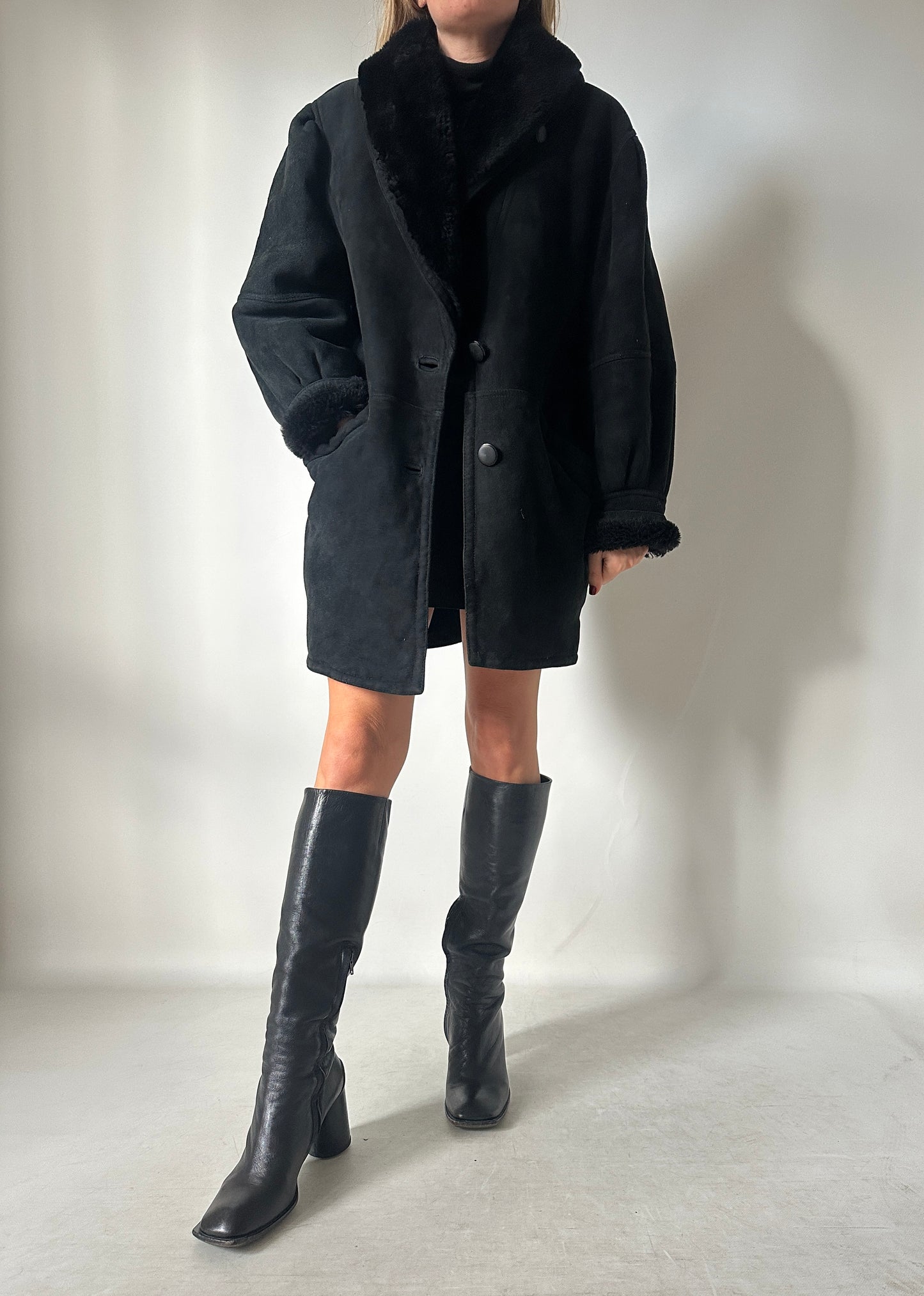 Black evergreen Shearling
