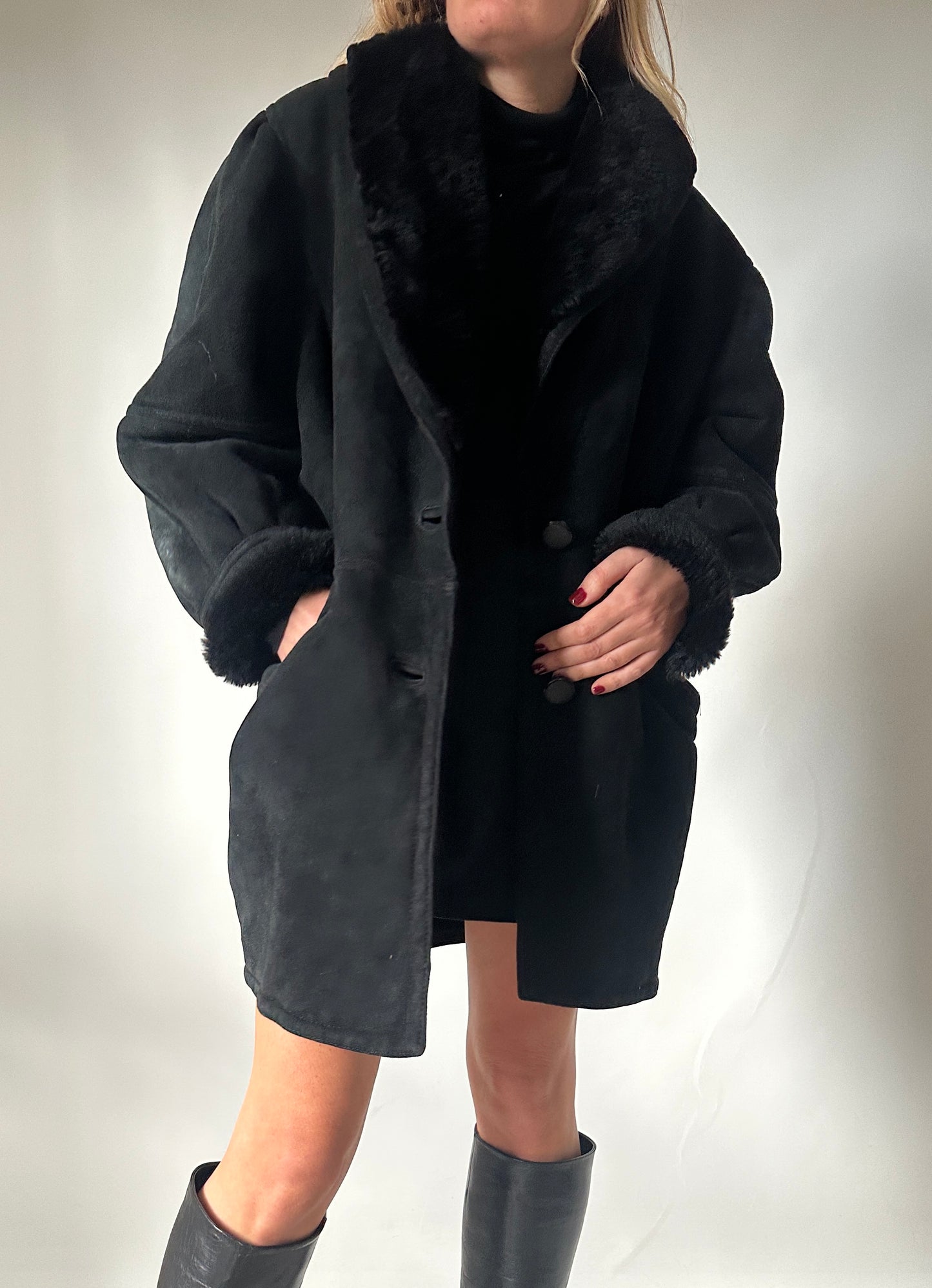 Black evergreen Shearling
