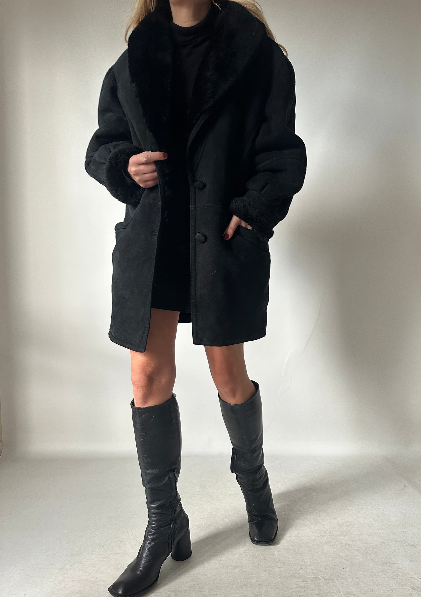 Black evergreen Shearling