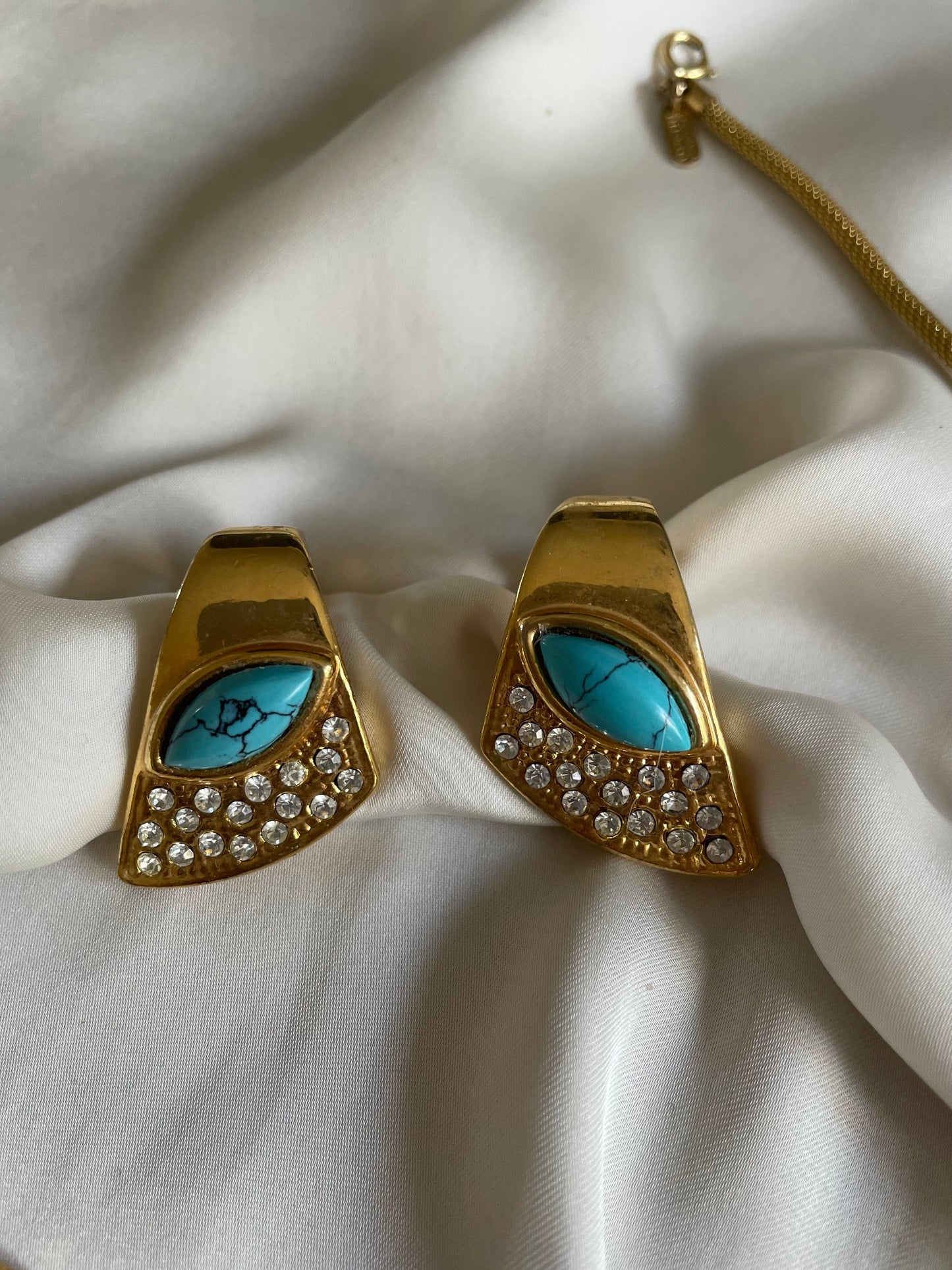 Orecchini strass e turchese - nuovi deadstock