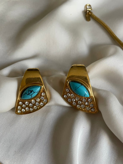 Orecchini strass e turchese - nuovi deadstock