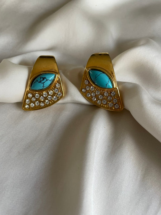 Orecchini strass e turchese - nuovi deadstock