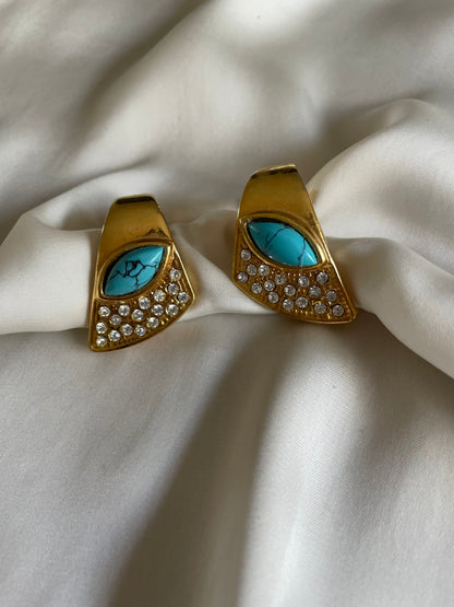 Orecchini strass e turchese - nuovi deadstock