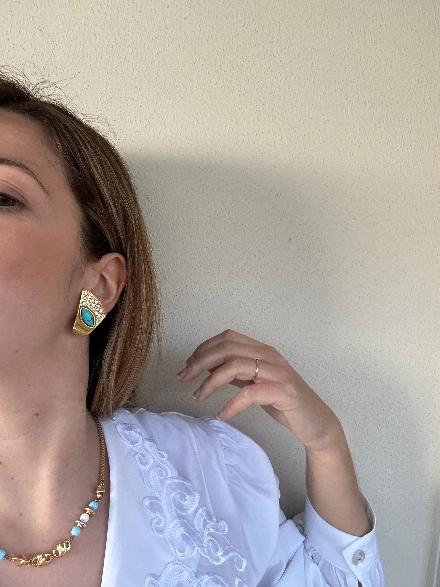 Orecchini strass e turchese - nuovi deadstock